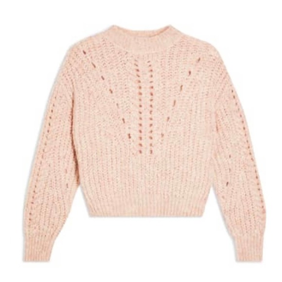 Topshop Mock Neck Pullover Airy Open Stitching - Picture 3 of 12